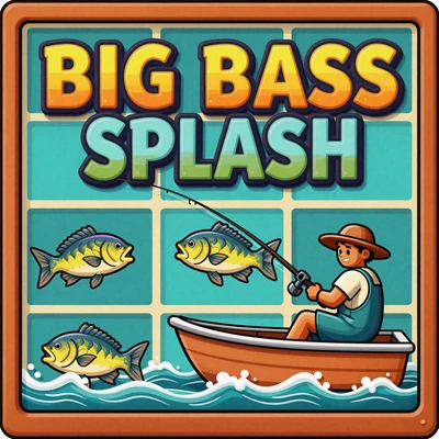 Big Bass Splash Slot mit Angler-Theme, Boot und Angelrute in Teal und Orange - Golisimo Casino