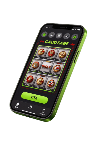 Smartphone mit dunkler Casino-Oberfl&auml;che und limegr&uuml;nem CTA-Button - Golisimo mobiles Casino PWA